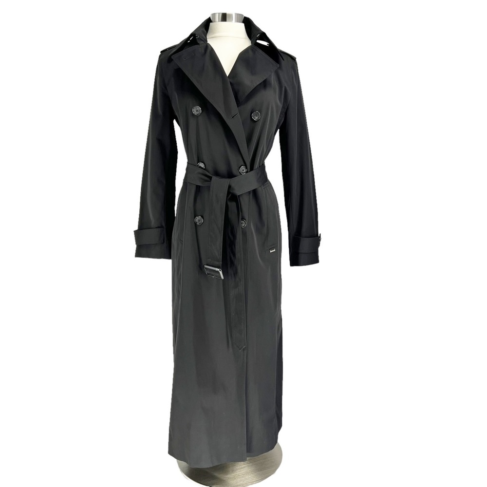 Classic Black Long Trench Coat with Belt